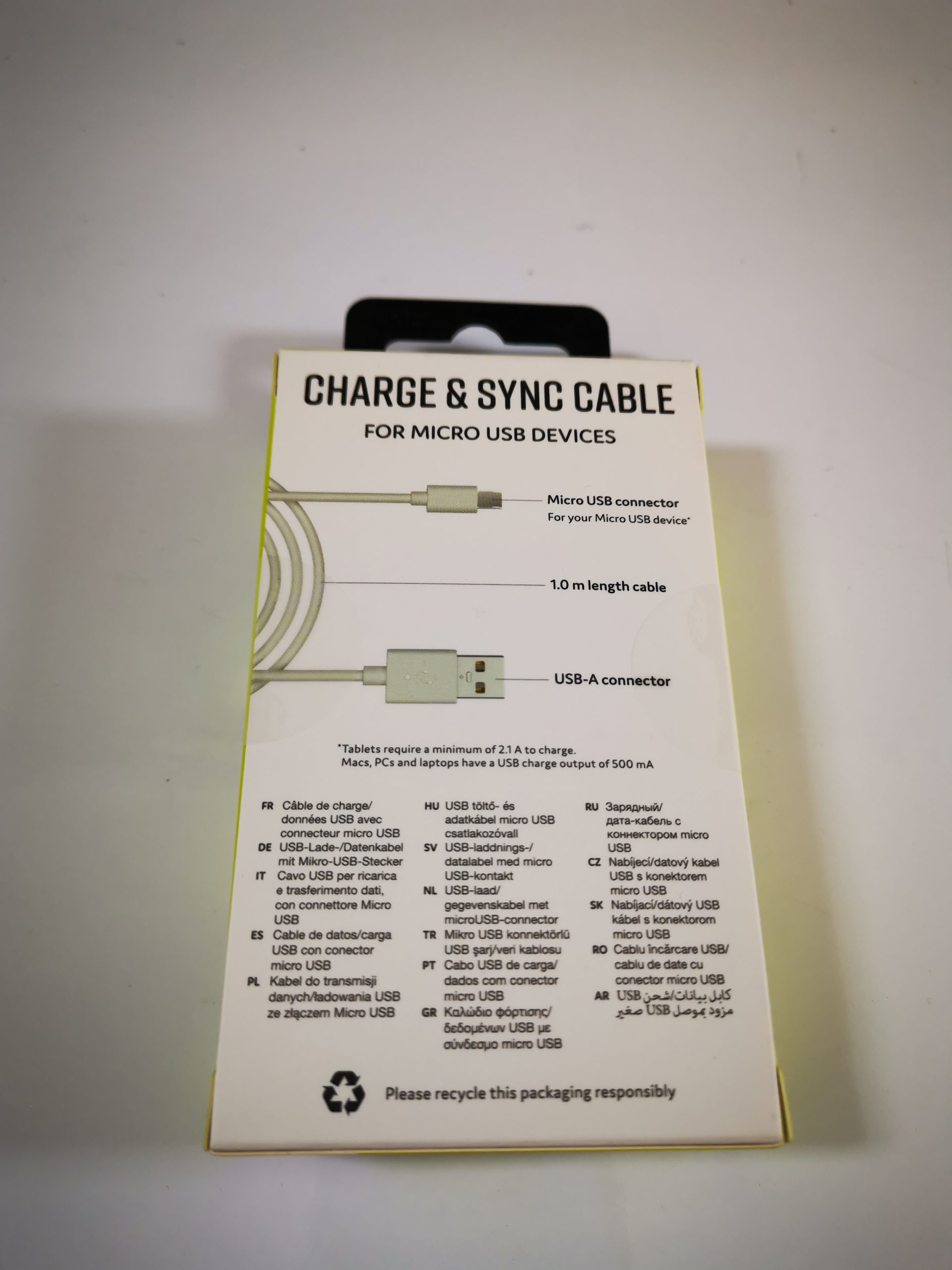 MicroUSB to USB Type A - Charge & Sync Cable