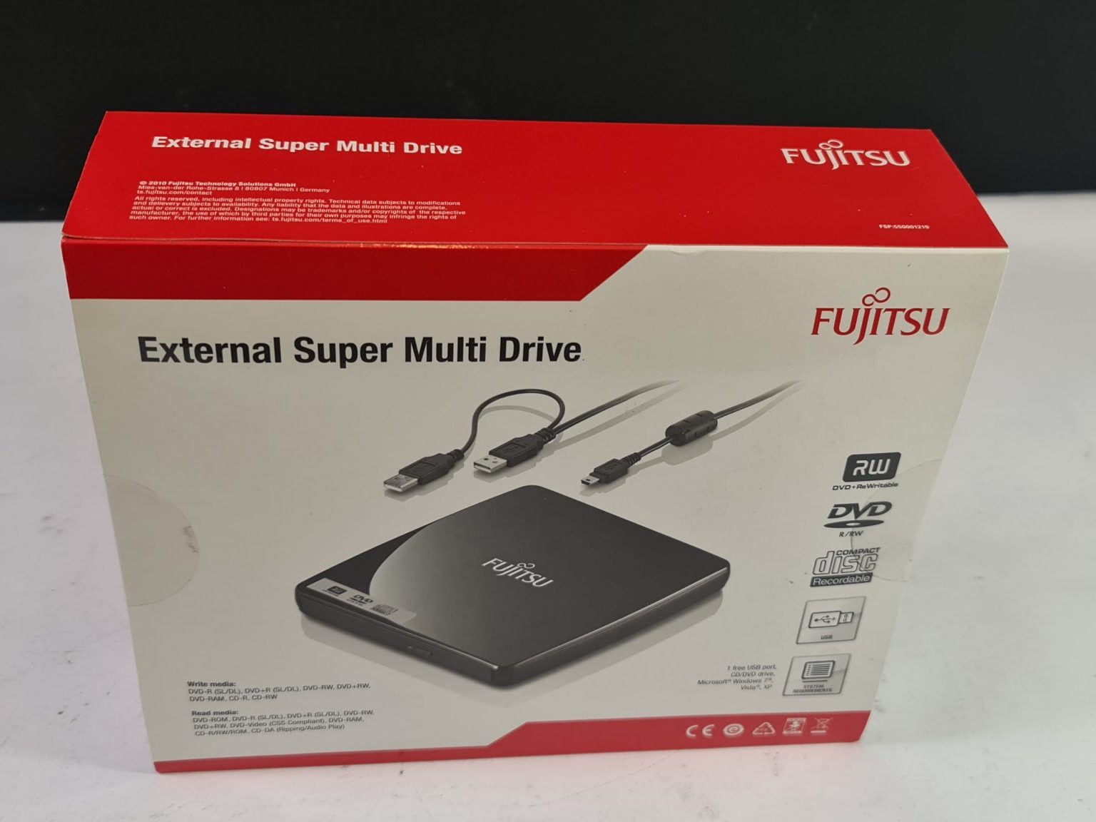 Fujitsu External Super Multi Drive - CD / DVD Reader & Writer back of box
