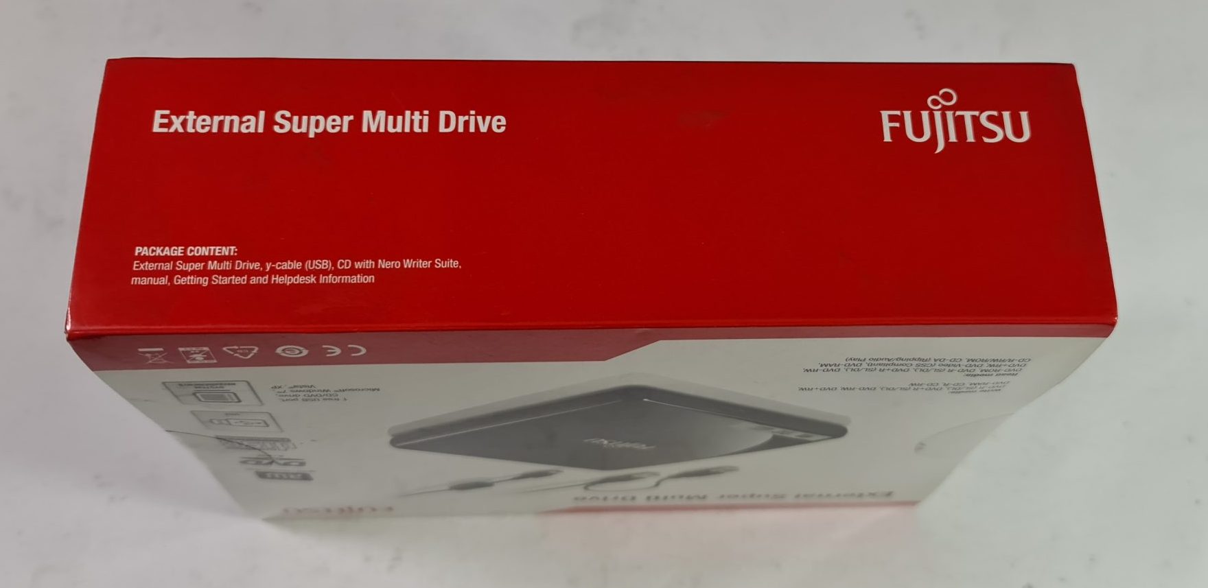 Fujitsu External Super Multi Drive - CD / DVD Reader & Writer bottom view of box